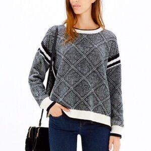 Madewell Black and White Diamond Wool Sweater